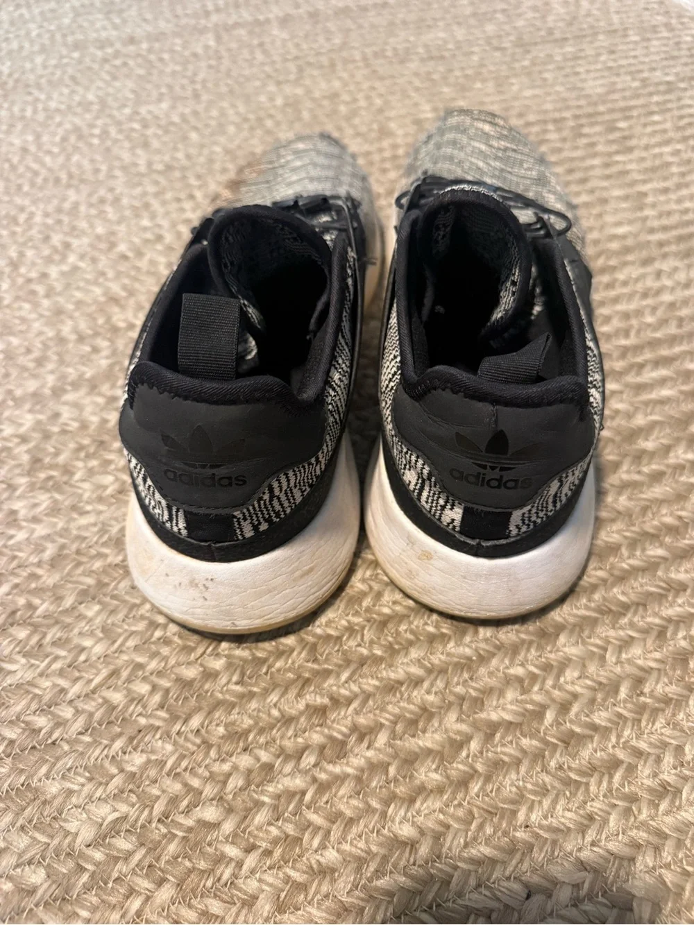 adidas Men's Knit Athletic Sneakers in Black and White